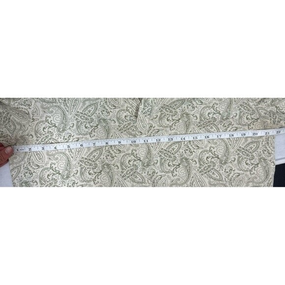 Silk Icon 100% Silk Paisley Button-Up Shirt Womens Small Beige Green Long Sleeve - Picture 11 of 15